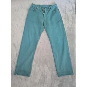 Vintage 90s Levis Womens High Rise Straight Leg Teal Mom Jeans 30x30 Black Tab